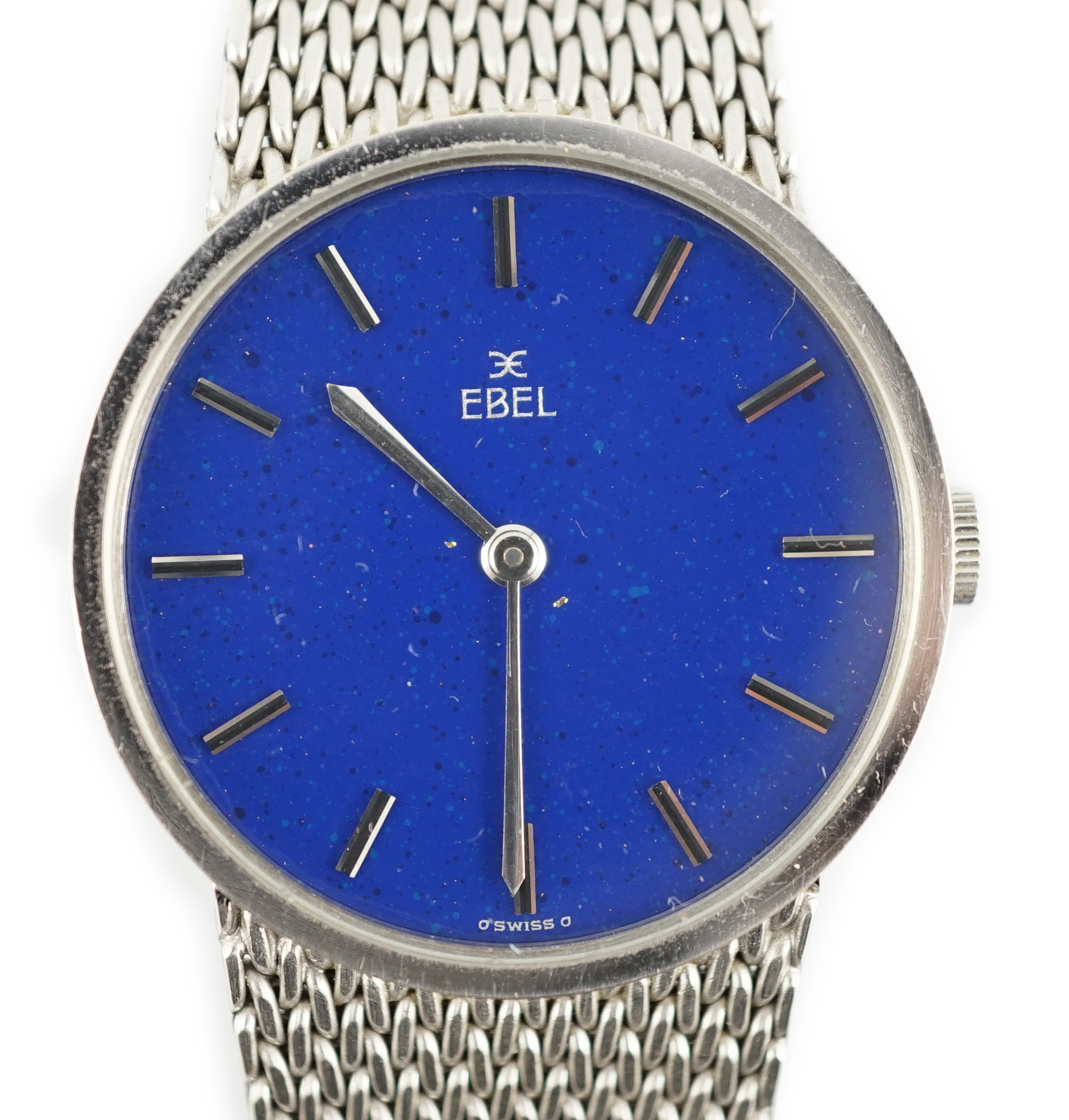 A gentleman's modern 18ct white gold Ebel manual wind dress wrist watch, a gift to Sir Geoffrey William Tuttle by the Emir of Kuwait